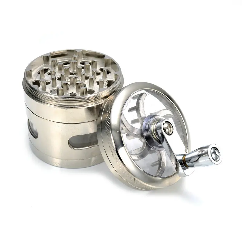 Smoking Hand cranked tobacco grinder herb moledor grinder Aluminium