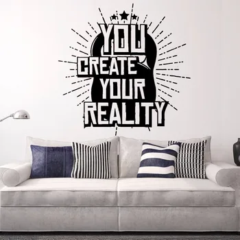 

Art Wall Sticker Motivition Sports Decor Vinyl Removeable Poster Training Fitness Mural Your Reality Sticker Modern Decal LY155