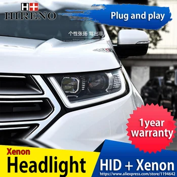 

Hireno Headlamp for 2015-2017 Ford EDGE Headlight Headlight Assembly LED DRL Angel Lens Double Beam HID Xenon 2pcs