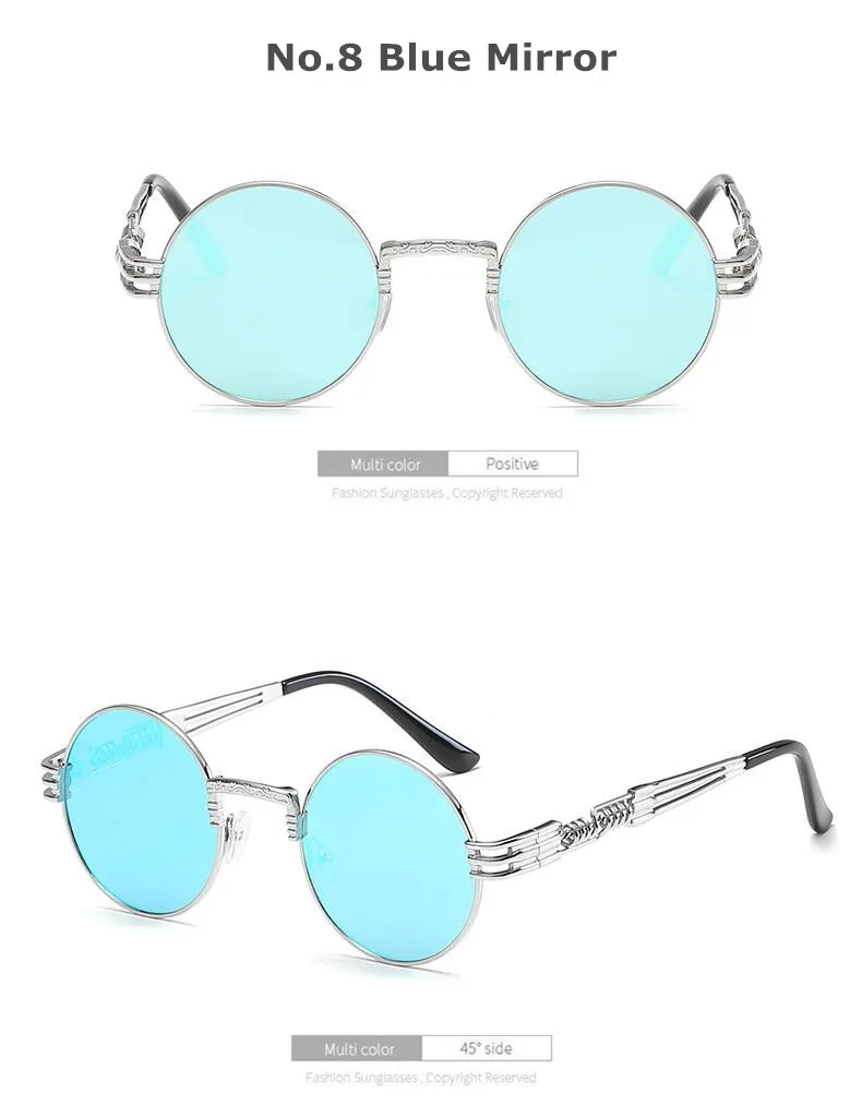 Realstar 2018 Мода Круглый Солнцезащитные очки для женщин Для женщин Брендовая Дизайнерская обувь из металла зеркальные стимпанк Защита от