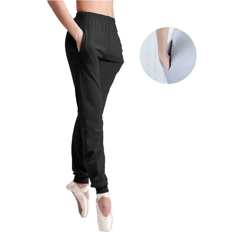 Балетные танцевальные брюки для женщин черные мягкие длинные эластичные брюки с карманом гимнастические балетные костюмы Одежда для