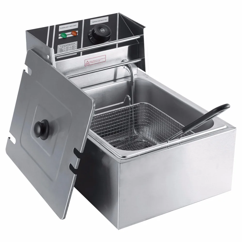 220 240V Stainless Steel Electric Deep Fryer with Basket for Commercial