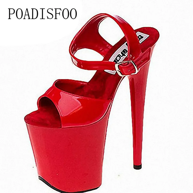 

POADISFOO 20cm ultra high with crystal high heels night show catwalk shoes solid color bride wedding shoes tide LYP-E-054