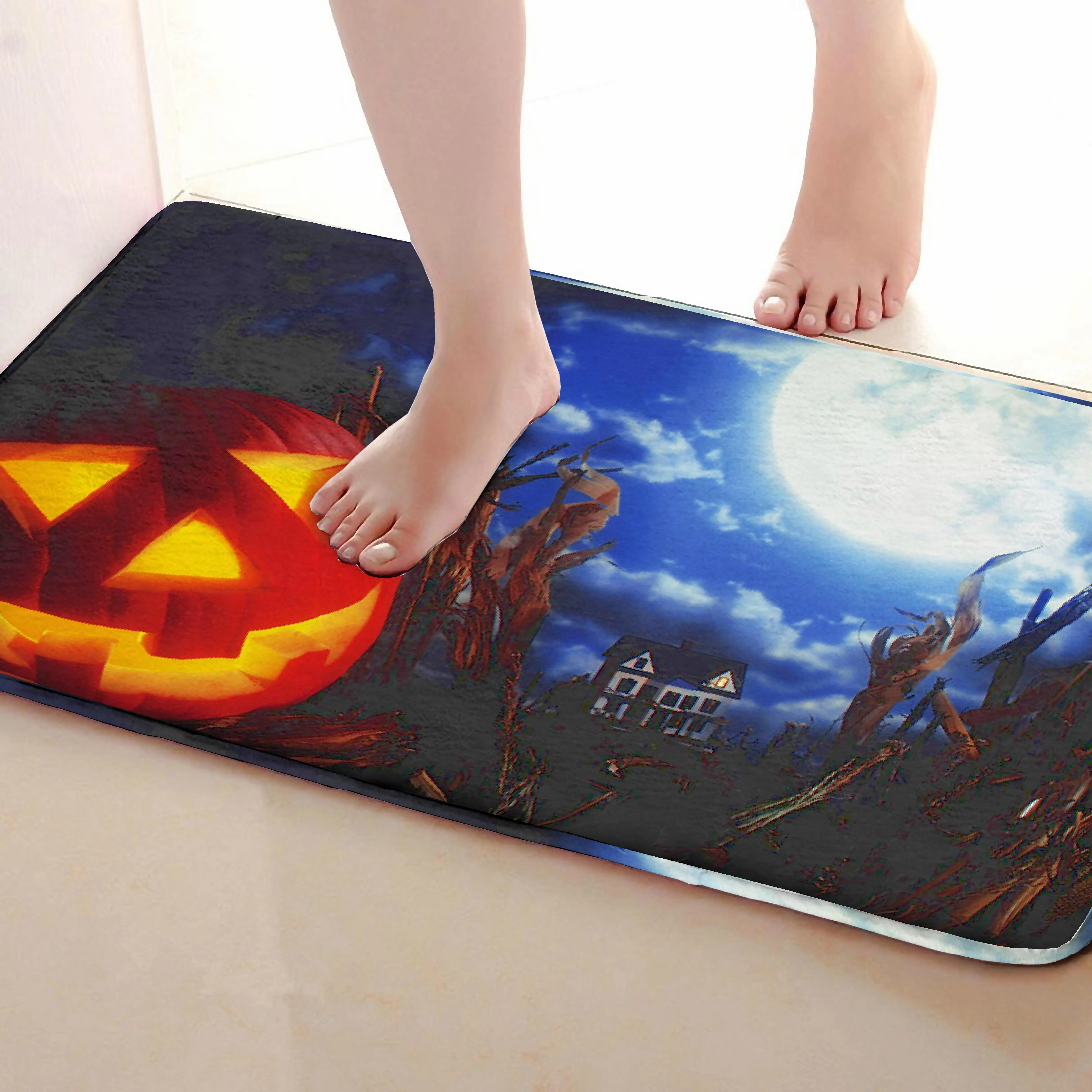 Хэллоуин стиль Коврики для улицы, смешной Противоскользящий коврик для ванной, дверные коврики, дверные коврики под входную дверь