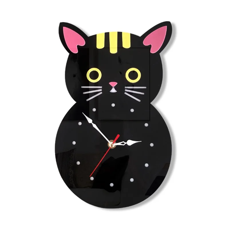 Cute Clock For Kids Cat Shape Wall Clock Child Room Decor Creative Wall