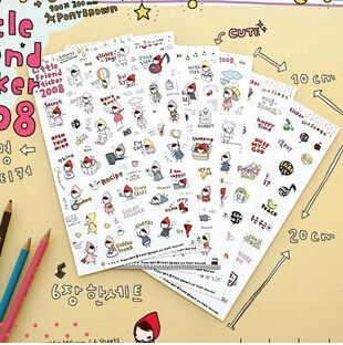 

6sheets/pack New Creative Little friend design DIY Multifunction PVC sticker/Funny note label