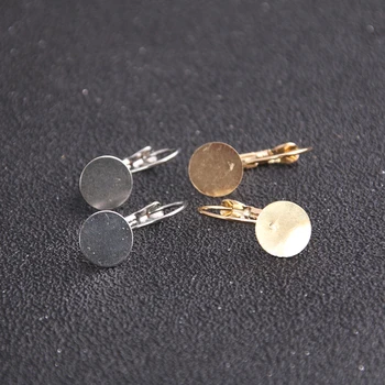 

4pcs 12mm Two Color Plating French Lever Back Earring Base Blank Earring Components Fit Jewelry Earring Findings