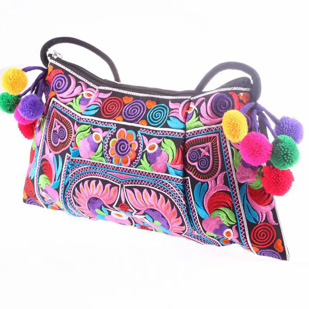 2016 Hot sale Embroidered bags National trend handmade fabric embroidery one shoulder cross-body women messenger Clutch handbag