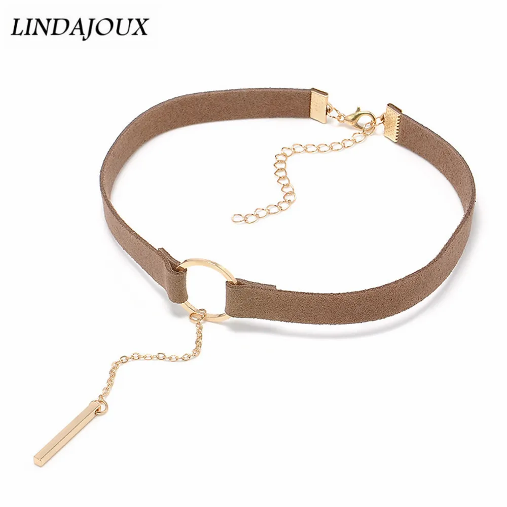 

LINDAJOUX 2017 Fashion Gold/Silver Color Long Pendant Velvet Long Choker Necklace Female Chokers Necklaces Chocker Collier