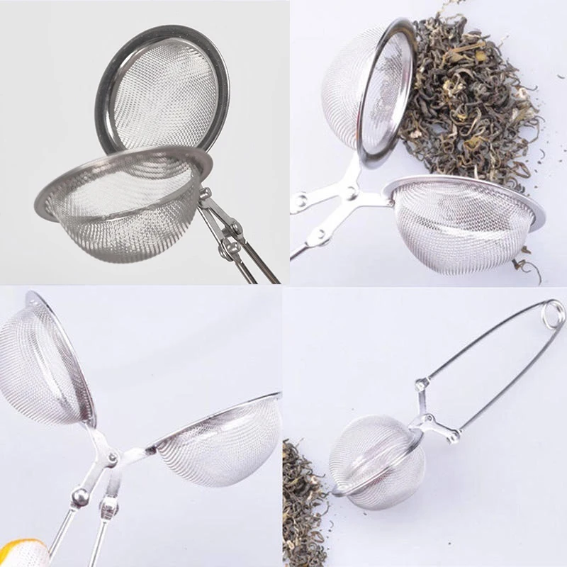 

Stainless Steel Spoon Tea Ball Strainer Herbal Tennis Squeeze Filter