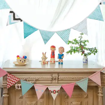 

Cotton Flags Banner Pennant Wedding Decoration Vintage Baby Birthday Decor