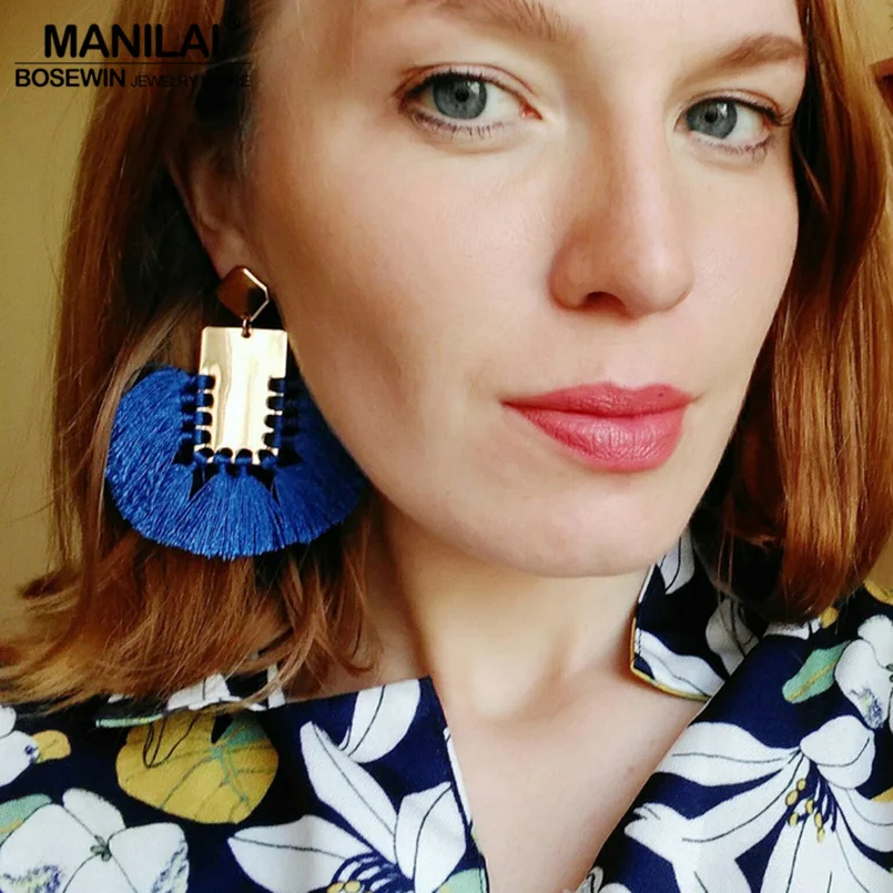 MANILAI модные серьги с кисточками для женщин золотого цвета бахромой из сплава