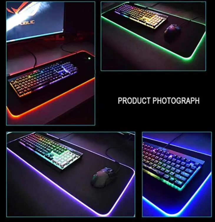 Большой коврик для мыши RGB геймеров компьютерный светодиодный игровой XL большой