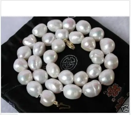 

classic 10-12mm south sea white baroque pearl necklace 18inch 925silver