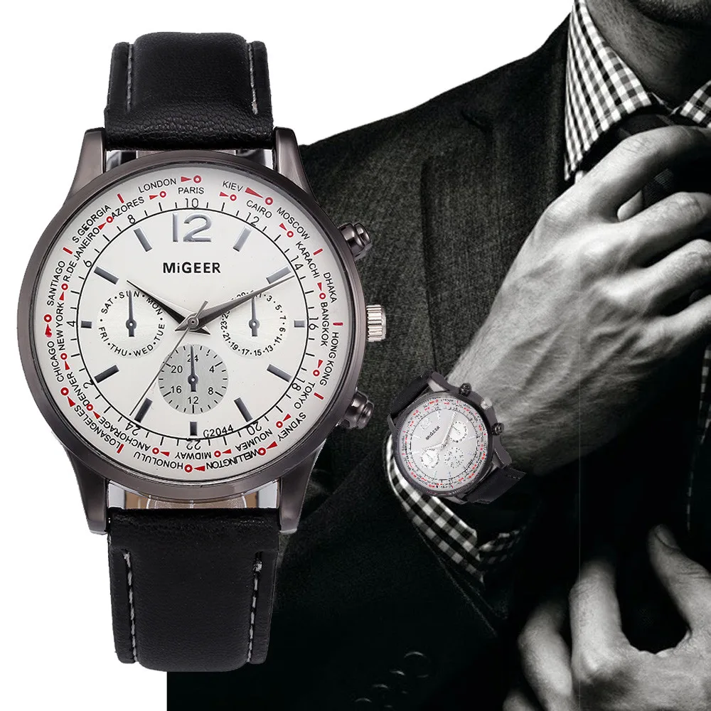

MIGEER Men Watch Fashion Casual Luxury Top Brand Retro Design Leather Band Analog Alloy Mens Clock Quartz Wrist Watches relogio