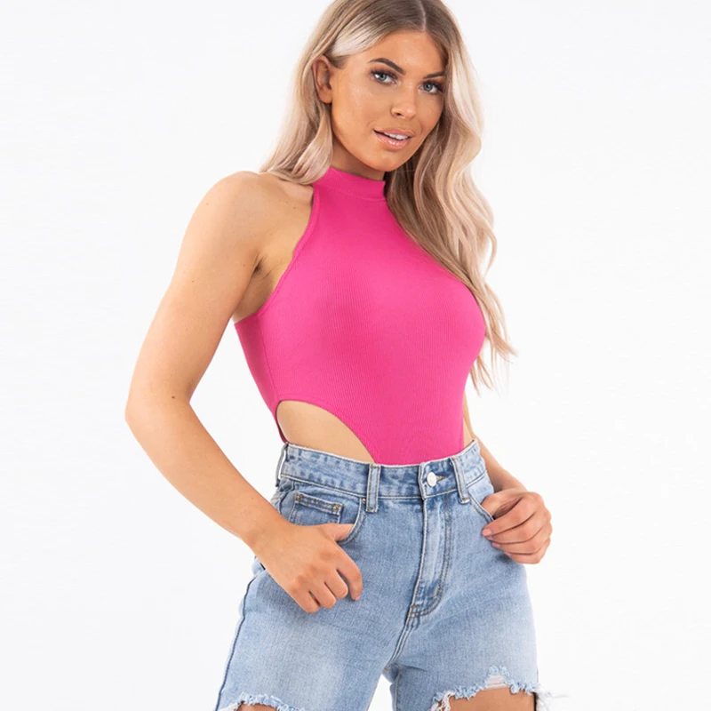 

Solid Sexy Backless Jumpsuit Women Summer Casual High-Neck Sleeveless Slim Multi-Color Wild Tops Breathable Fashion Pullover New