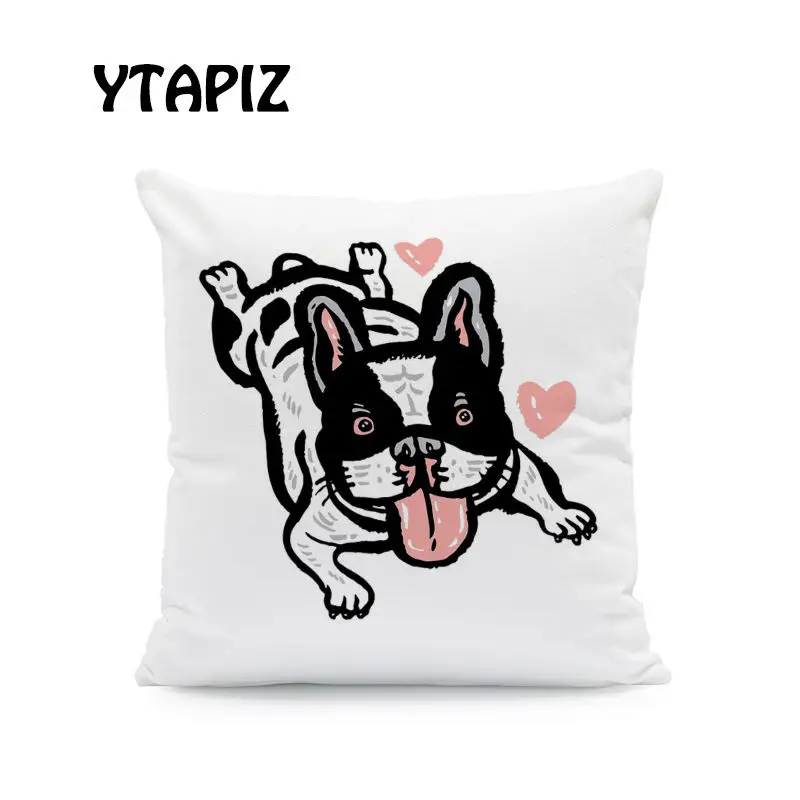 Милые наволочки для собак Huskies Dachshund Pug Dog Bulldog Flower клетчатые Декоративные Чехлы для диванов в спальню 45*45 бархатные