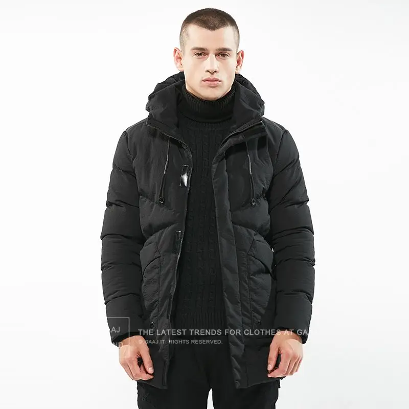 HISTREX бренд наивысшего качества куртка длинная Мужская однотонная ветрозащитная Повседневная Верхняя одежда толстые теплые зимние парки карманное пальто# HJW2J