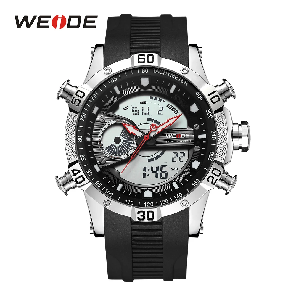 

WEIDE Men's Sports Watch Waterproof Digital Stopwatch Male Clock Date Quartz Alarm Day Analog Black Wristwatch Relogio Masculino