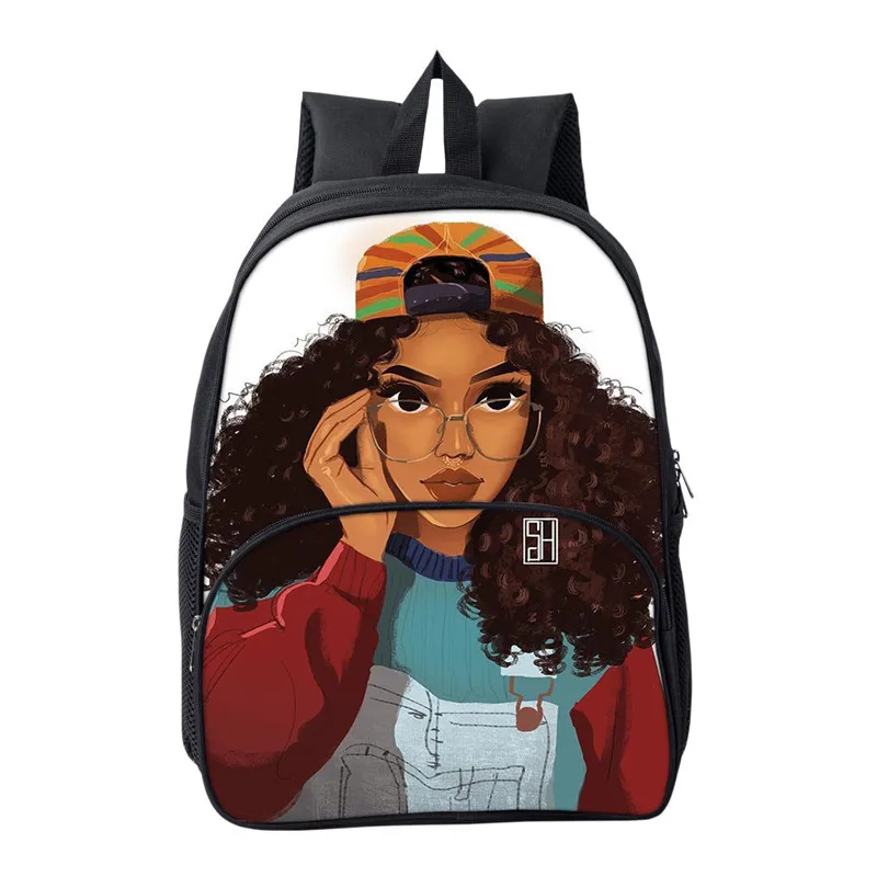 

2019 Black Queen African American Girl School Bag For Teenagers Girls School Backpack Children Schoolbag Black Art Afro Lady Bag