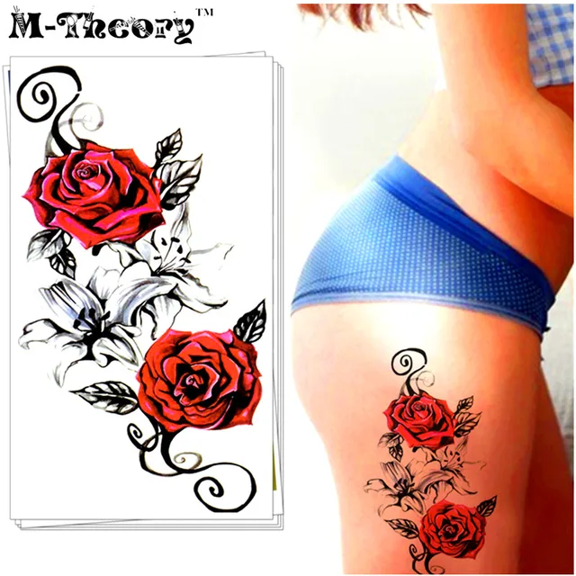 M-Theory Sexy Temporary Tatoos Body Arts Red Roses Flash Tattoos Stickers 12x20cm Waterproof Tatto Swimsuit Bikini Dress Makeup M-Theory Sexy Temporary Tatoos Body Arts Red Roses Flash Tattoos Stickers 12x20cm Waterproof Tatto Swimsuit Bikini Dress Makeup