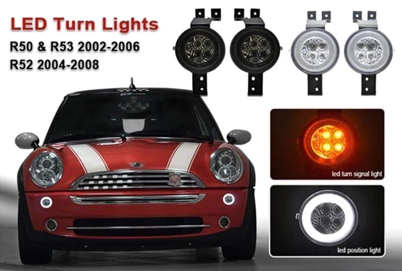 Подходит для Mini Cooper R50 R52 R53 светодиодный DRL Halo указатель поворота световой индикатор дальнего света позиционная лампа прозрачная/дымовая