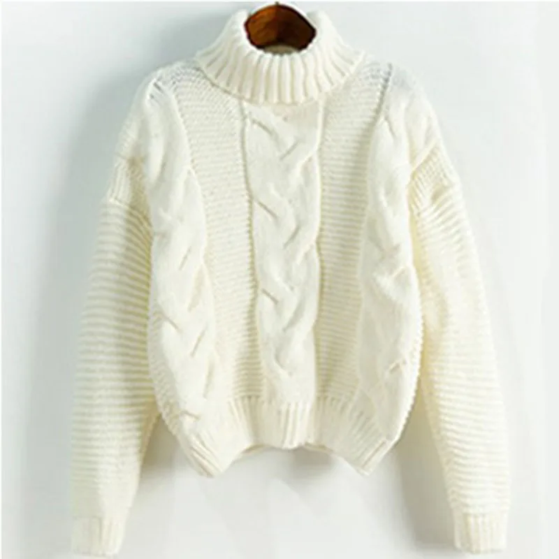 Europe And The United States Autumn New Women's Sweater Lapel Twist Solid Color Pullover Sweater Female Short Loose Sweater (3)