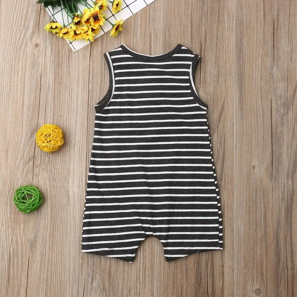 Baby Bodysuits comfotable 2019 Baby Summer Clothing 0-24 Newborn Infant Baby Boy Girl Striped Romper Clothes Sleeveless Striped Summer Outfit Jumpsuit Baby Bodysuits classic