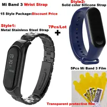 7Pcs Correa Mi Band three Bracelet Mi Band three Strap Mi Band3 Metallic Stainless Metal Wrist Strap For Unique Xiaomi Miband three Wristband