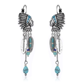 Ethnic Drop Earrings for women Vintage Indian Jewelry Tassel Feather Long Earrings Fashion Jewelry Bisuteria brincos 2018
