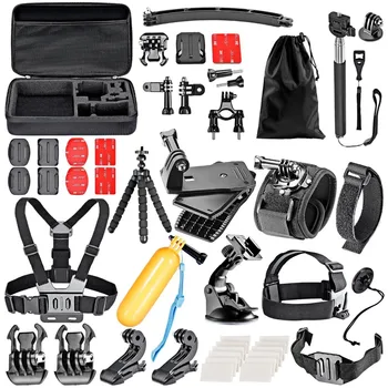 

50-In-1 Sport Accessory Kit for GoPro Hero4 Session Hero1 2 3 3+ 4 SJ4000 5000 6000 7000 Xiaomi Yi in Swimming Rowing Skiing