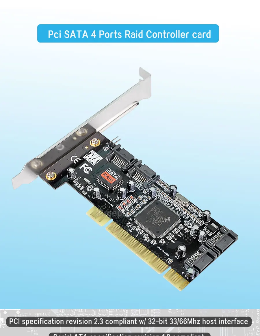 PCI expand card 4 порта SATA add on Card с чипсетом Sil 3114 совместимый с PCI specification revision 2,2 для настольных ПК/компьютера