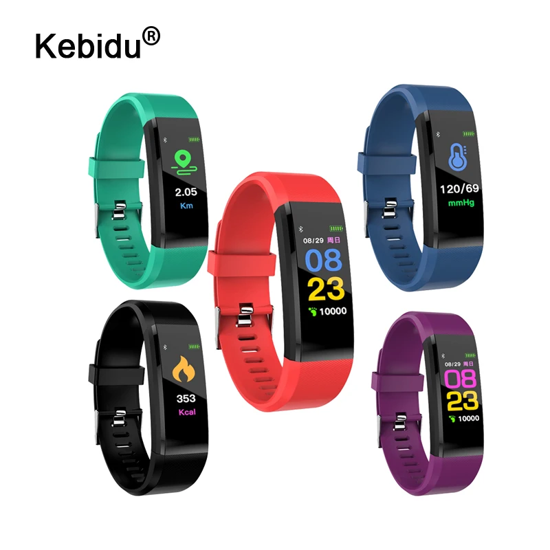 

kebidu Bluetooth ID115 plus Smart Watch Bracelet Wristband Heart Rate Tracker Remote Camera LCD Wristband For iOS Android Phone
