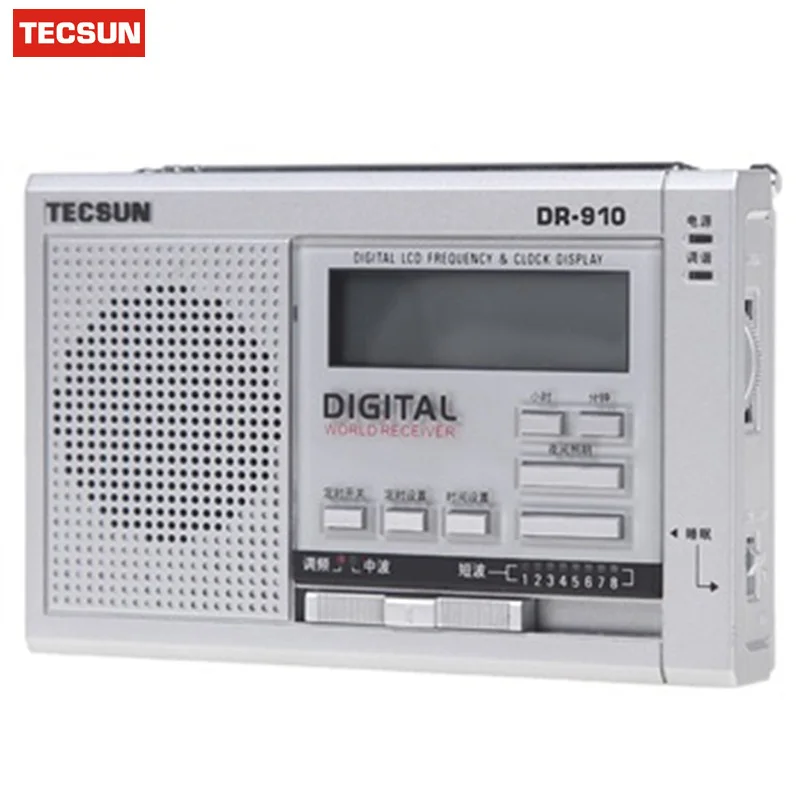 TECSUN DR-910 FM-MW-SW радио мир приемник портативные электронные мини-часы радио со встроенным динамиком