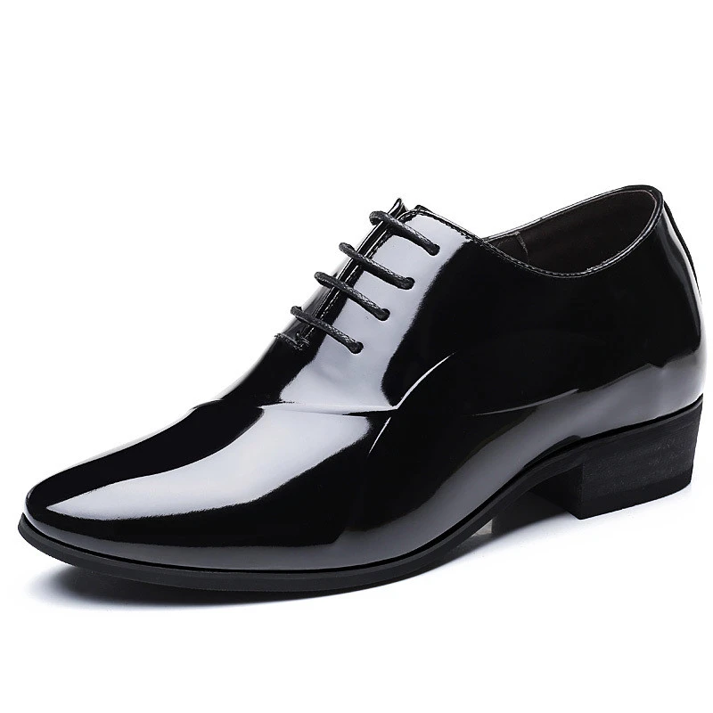 Zapatos clásicos de charol para hombre, calzado de vestir Oxford, con elevador de altura de 8CM, color negro, barato, promoción|Zapatos formales| -