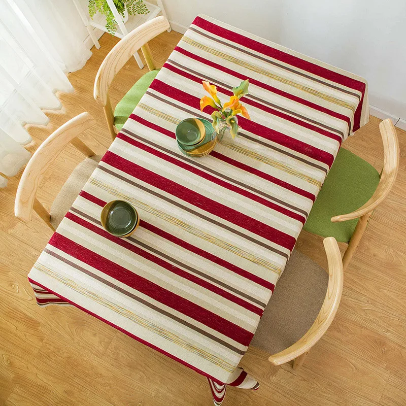

Nordic style striped coffee table cover Mediterranean cotton small fresh table mat rectangular table cloth suit for home