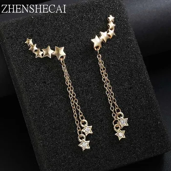 

Punk style Gold Color Star Tassel Crystal drop Earring for Women Vintage Metal Long Earring Pendientes fashion jewelry wholesale