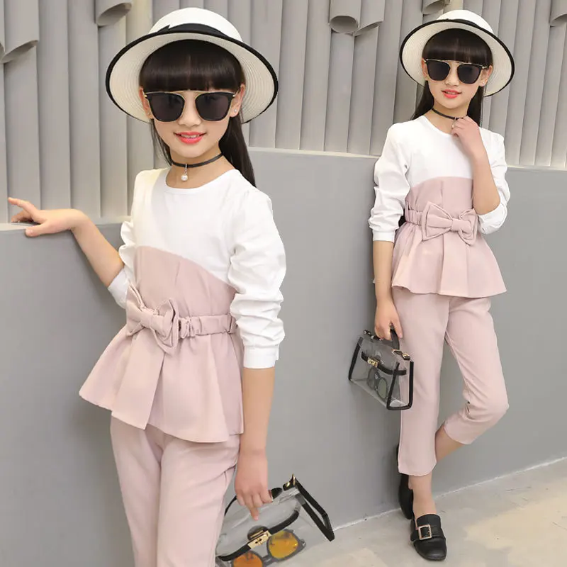 Spring Baby Kids Girls Sets 2018 New Girls Long Sleeve Patchwork Outfits Kids Tops & Pants Suits 4 7 9 10 12 Years Spring Baby Kids Girls Sets 2018 New Girls Long Sleeve Patchwork Outfits Kids Tops & Pants Suits 4 7 9 10 12 Years