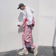 Хип-хоп кленовый лист одежда шляпы для пар дикий повседневный мужской женский комплект активный костюм на молнии Верхняя одежда 2 шт. куртка+ брюки наборы