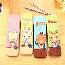 Коробка карандаш «кавай» настольная коробка для хранения коробка металла железа футляр для карандашей подачи школы канцелярский подарок канцелярских принадлежностей