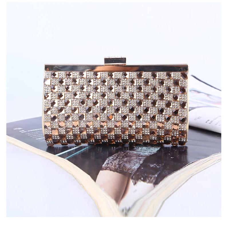 Rhinestones Women Evening Bags Gold/Silver Chain Shoulder Evening Bag