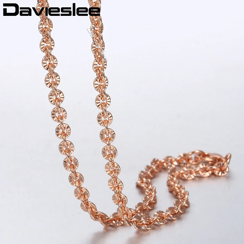 Женская цепочка Rolo Link розовое золото 585 пробы 3 мм 45 6 см GN357|rose gold necklace|gold necklacelink chain