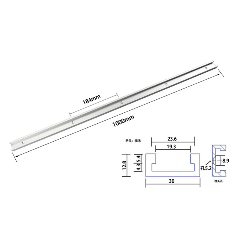 Стандартный алюминиевые Т-образная дорожка Деревообработка Т-образными пазами дорожка для фрезерный станок инструмент Аксессуары 300/400/500/600/800/1000 мм - Цвет: 1000mm