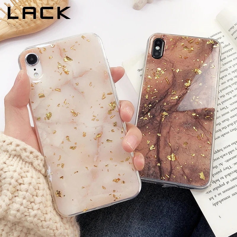 Чехол LACK с золотой фольгой и мрамором для iphone 11 11Pro Max XS XR X 6S 6 7 8 Plus роскошный модный