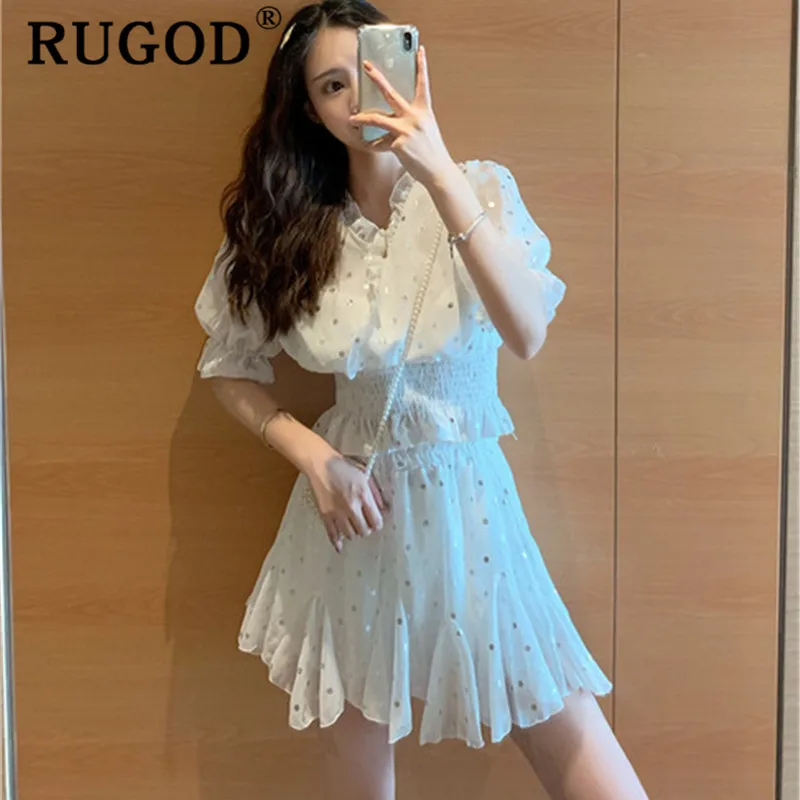 Женский шифоновый комплект RUGOD элегантный из 2 предметов в Корейском стиле мини