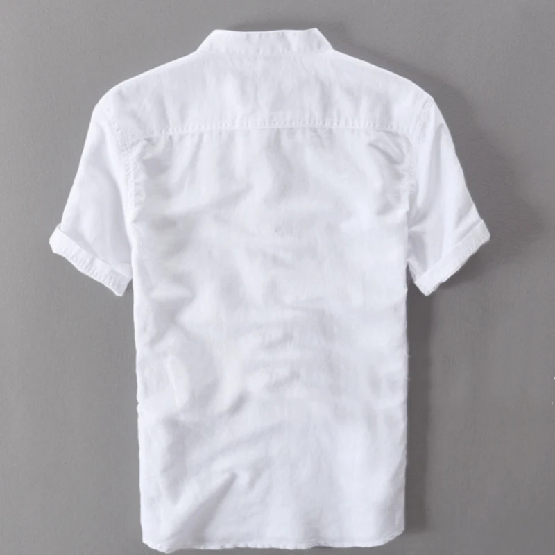 Мужские рубашки модные летние с коротким рукавом тонкие хлопковые льняные свободные рубашки мужские белые повседневные рубашки размера плюс Топы Y001