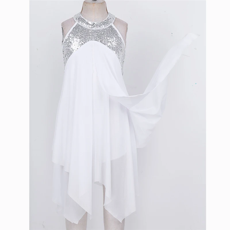 Cena Dziecięce dziewczęce Halter cekiny w kratkę z powrotem sukienka trykot na liryczny nowoczesny współczesny strój do tańca towarzyskiego sukienka baletowa