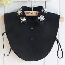 False Collars  Chiffon Fake Femme Faux Col Big Pearls Tie Chemisier Half Blouse Shirt Dickey Sweater Vintage lapel Tops