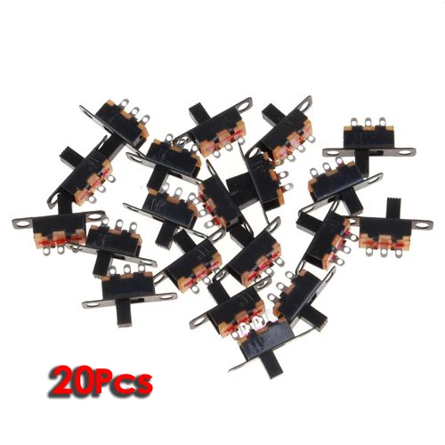 

WSFS Hot 20pcs 5V 0.3 A Mini Size Black SPDT Slide Switch for Small DIY Power