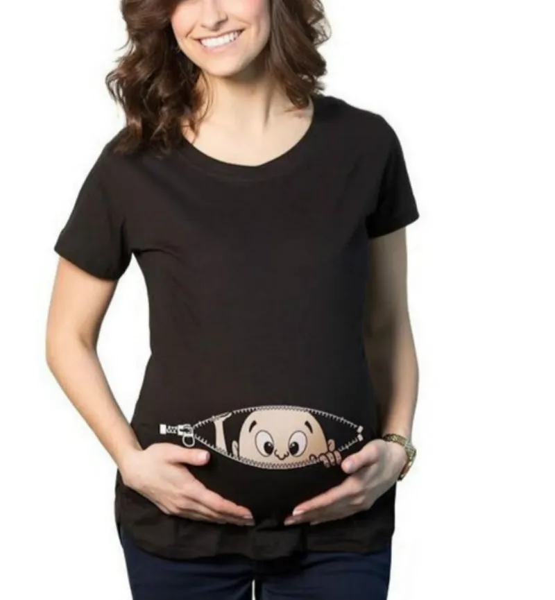 Летний смешные футболки для беременных Для женщин детские с рисунком хлопок беременных для беременных женская одежда для беременных Топ Blusa De